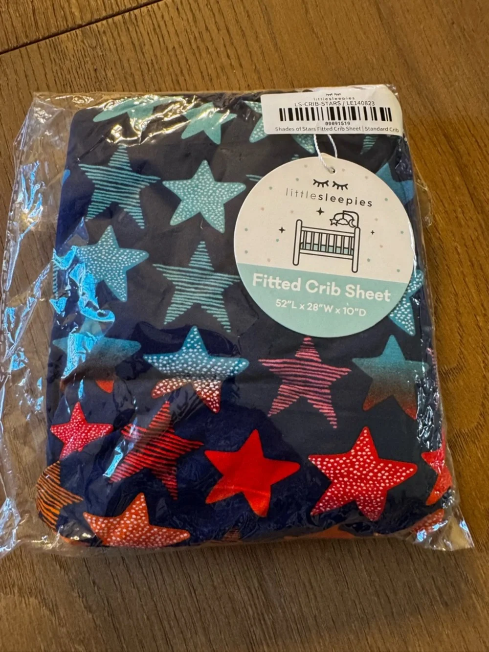Little Sleepies Navy Crib Sheet with Multicolor Stars - Picture 1 of 1